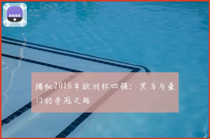 揭秘2016年欧洲杯四强:黑马与豪门的夺冠之路